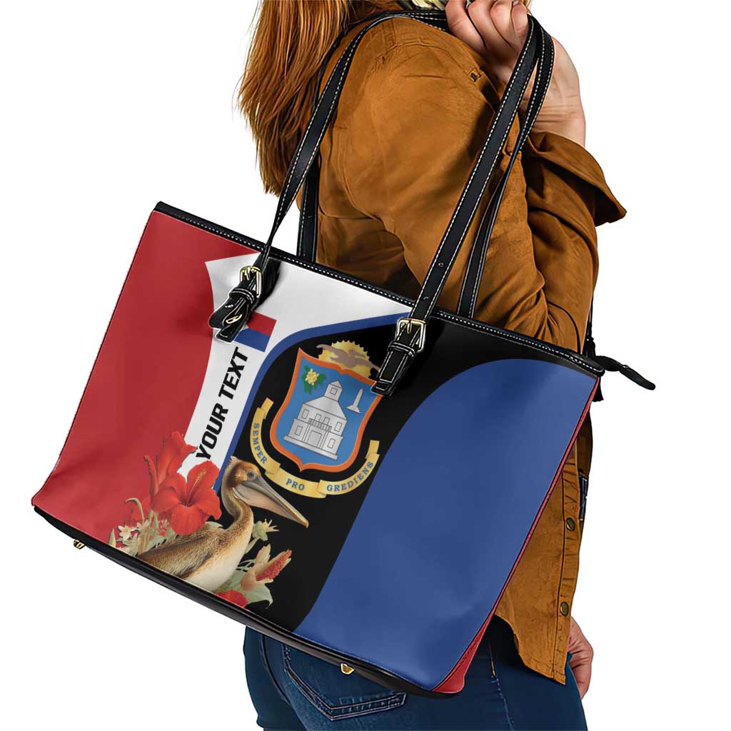 Caribbean Sint Eustatius Personalized Leather Tote Bag Statia Superba et confidens - Wonder Print Shop