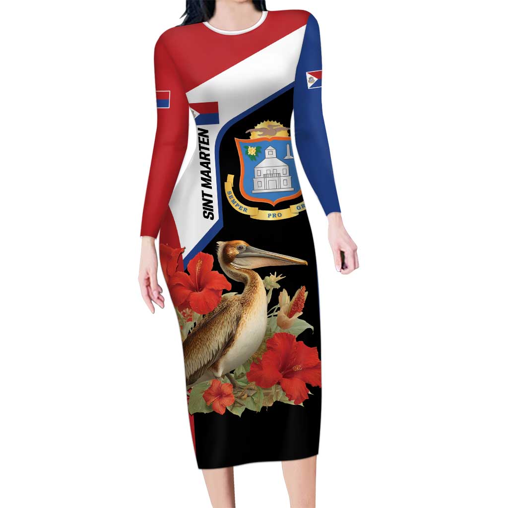 Caribbean Sint Eustatius Personalized Long Sleeve Bodycon Dress Statia Superba et confidens - Wonder Print Shop