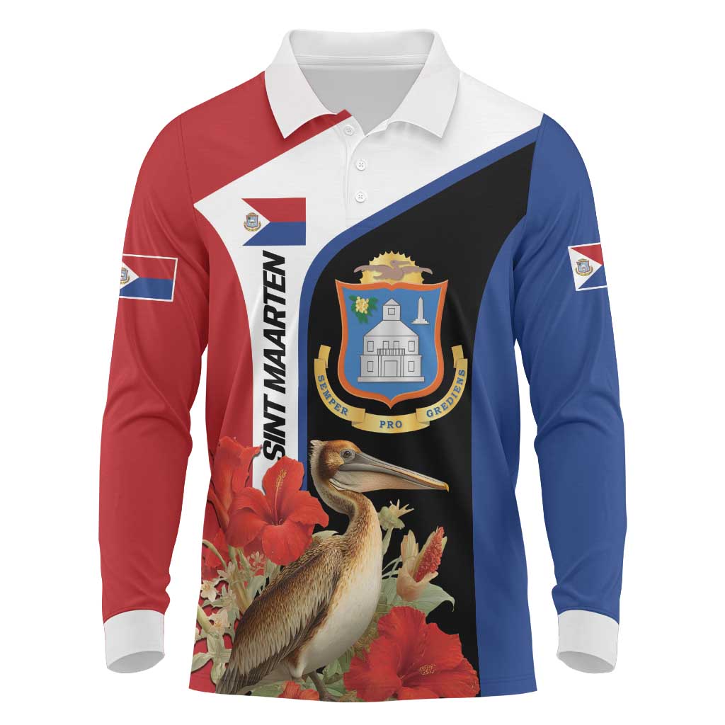 Caribbean Sint Eustatius Personalized Long Sleeve Polo Shirt Statia Superba et confidens - Wonder Print Shop