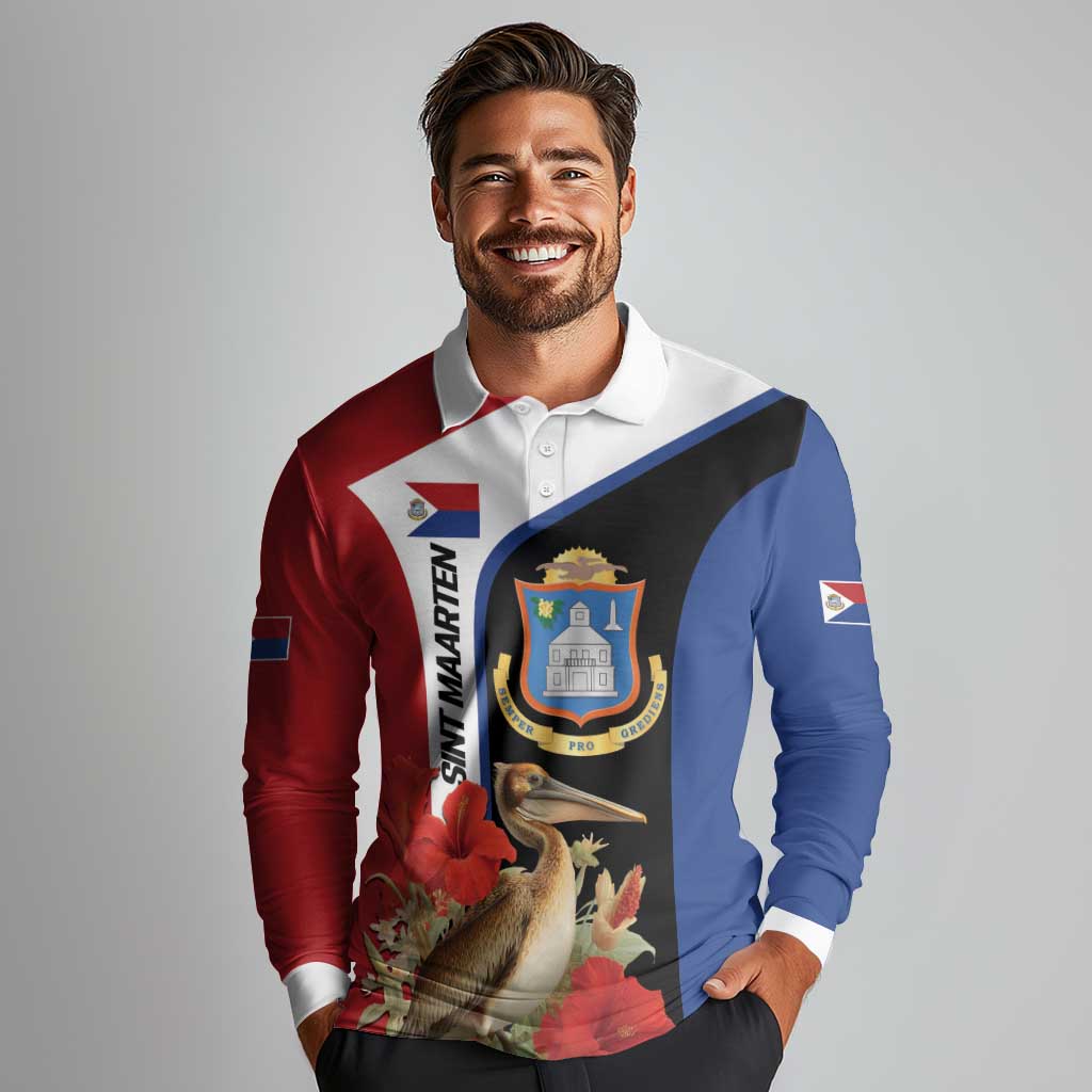 Caribbean Sint Eustatius Personalized Long Sleeve Polo Shirt Statia Superba et confidens - Wonder Print Shop
