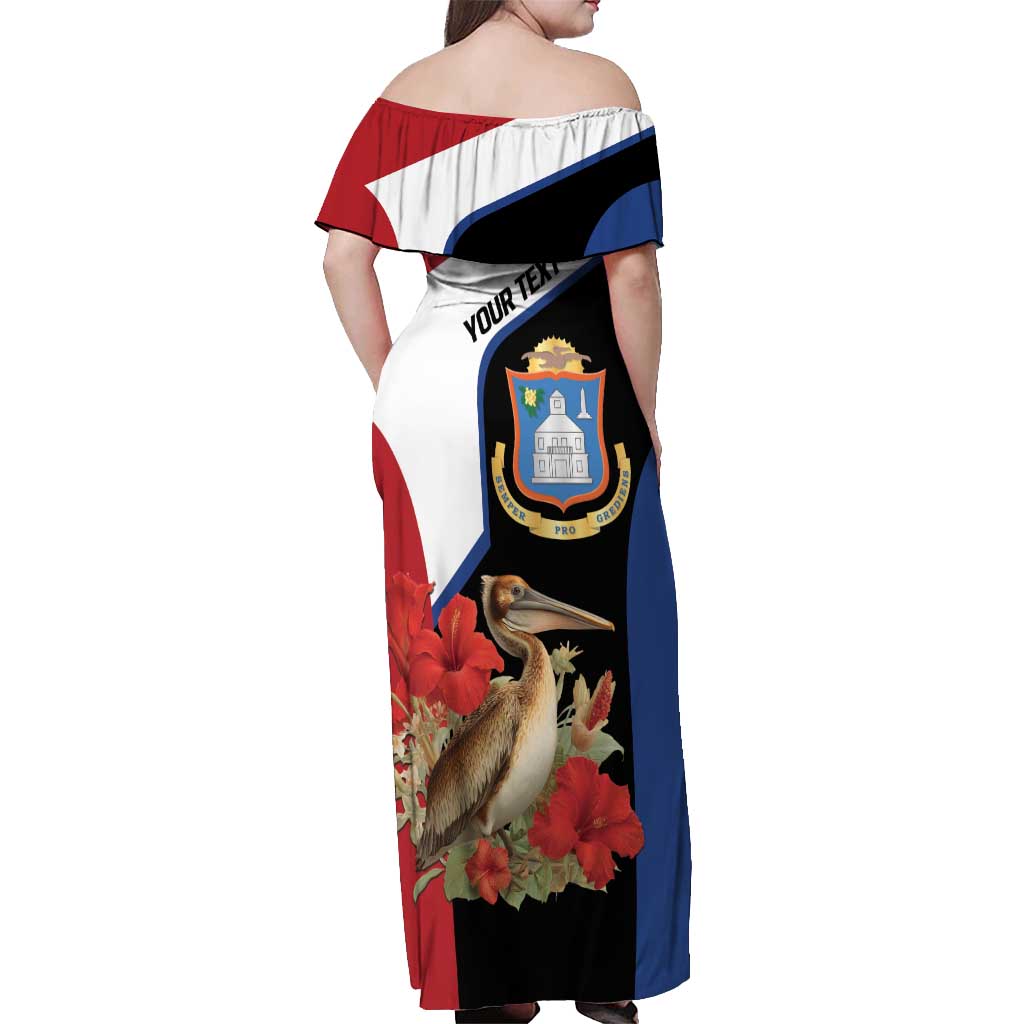 Caribbean Sint Eustatius Personalized Off Shoulder Maxi Dress Statia Superba et confidens - Wonder Print Shop