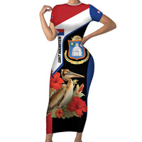 Caribbean Sint Eustatius Personalized Short Sleeve Bodycon Dress Statia Superba et confidens - Wonder Print Shop