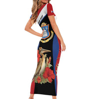 Caribbean Sint Eustatius Personalized Short Sleeve Bodycon Dress Statia Superba et confidens - Wonder Print Shop