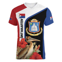 Caribbean Sint Eustatius Personalized Women V-Neck T-Shirt Statia Superba et confidens - Wonder Print Shop