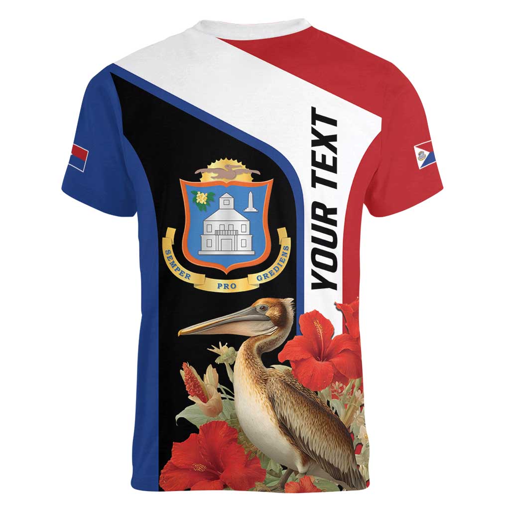 Caribbean Sint Eustatius Personalized Women V-Neck T-Shirt Statia Superba et confidens - Wonder Print Shop