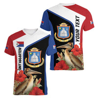 Caribbean Sint Eustatius Personalized Women V-Neck T-Shirt Statia Superba et confidens - Wonder Print Shop