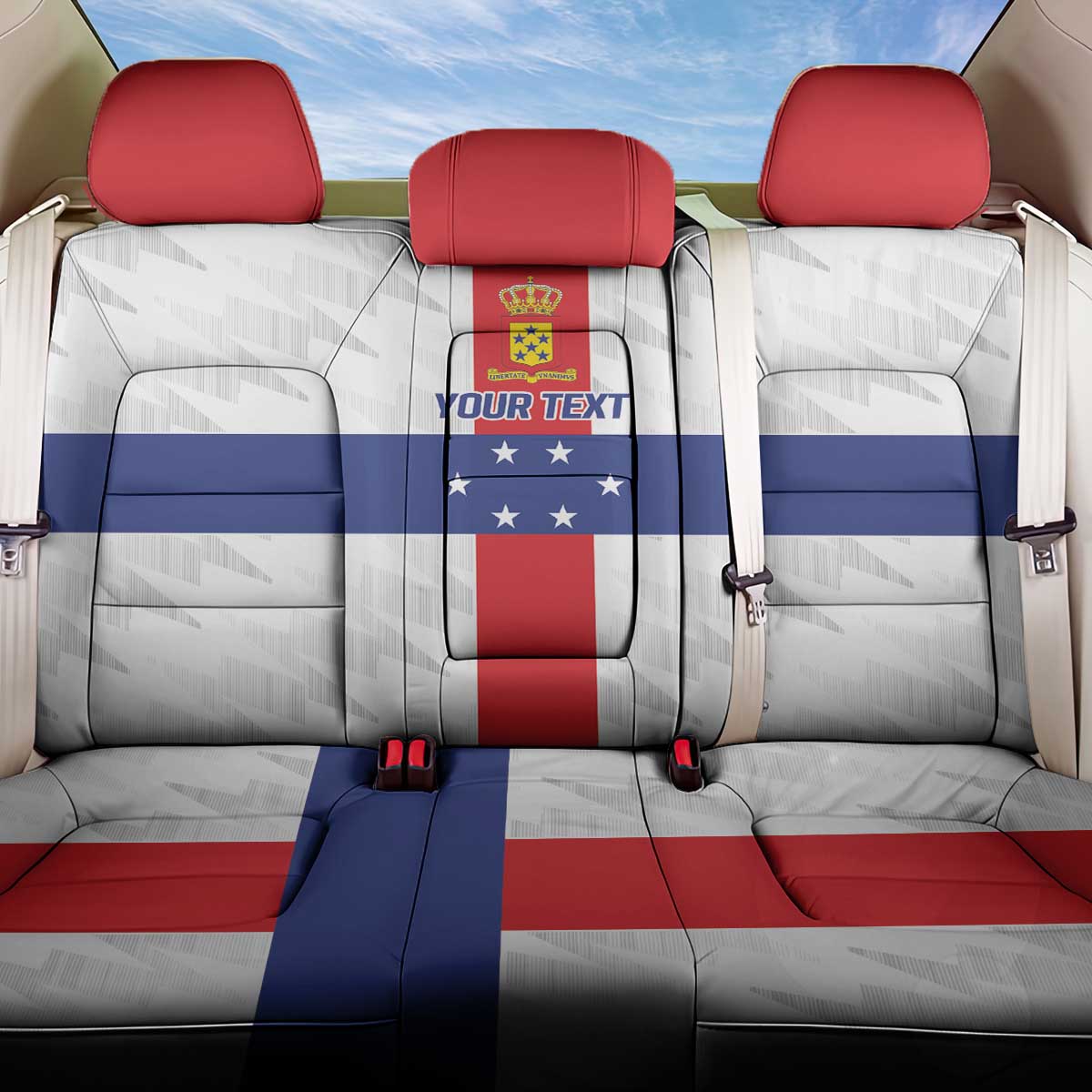 Personalized Nederlandse Antillen 1959-1986 Back Car Seat Cover Simple Flag Style - Wonder Print Shop