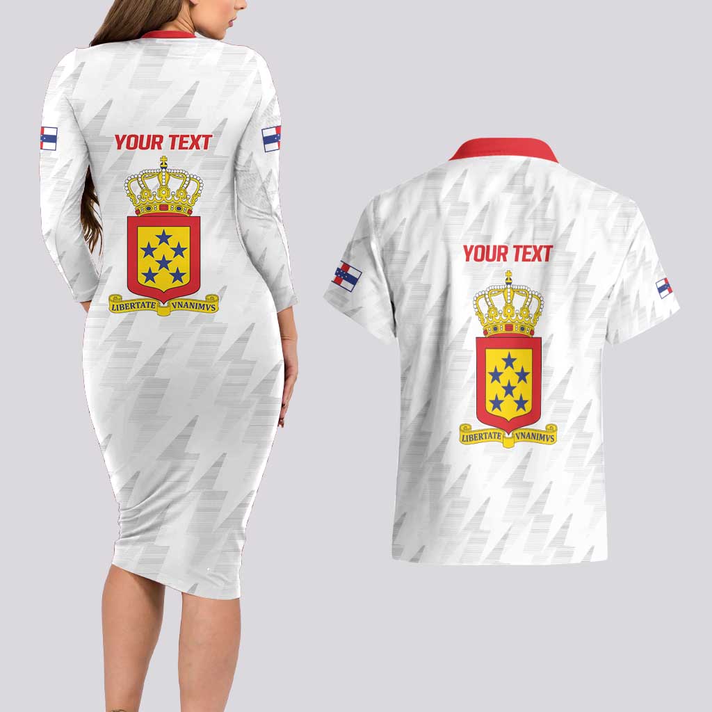 Personalized Nederlandse Antillen 1959-1986 Couples Matching Long Sleeve Bodycon Dress and Hawaiian Shirt Simple Flag Style - Wonder Print Shop