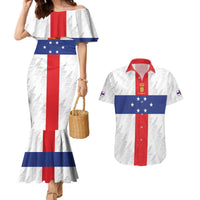 Personalized Nederlandse Antillen 1959-1986 Couples Matching Mermaid Dress and Hawaiian Shirt Simple Flag Style - Wonder Print Shop