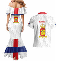 Personalized Nederlandse Antillen 1959-1986 Couples Matching Mermaid Dress and Hawaiian Shirt Simple Flag Style - Wonder Print Shop