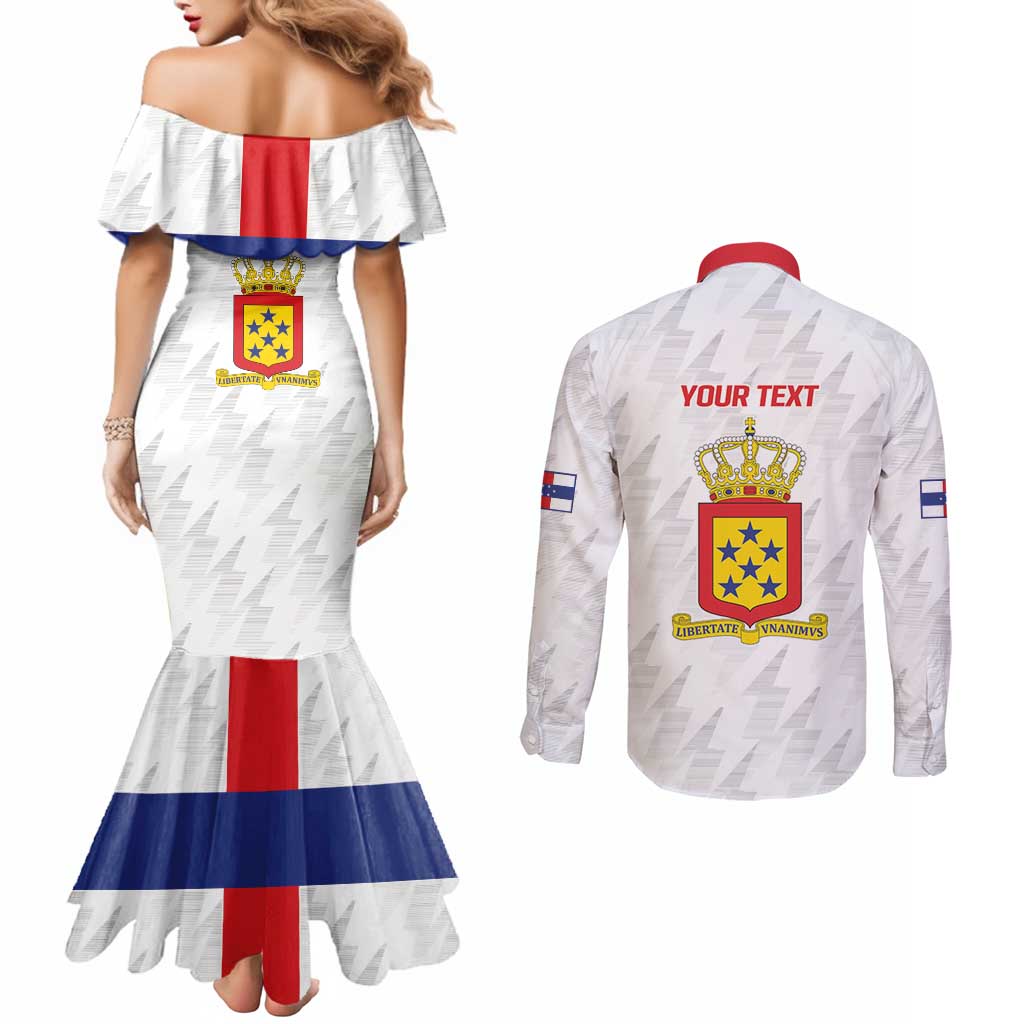 Personalized Nederlandse Antillen 1959-1986 Couples Matching Mermaid Dress and Long Sleeve Button Shirt Simple Flag Style - Wonder Print Shop