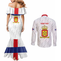 Personalized Nederlandse Antillen 1959-1986 Couples Matching Mermaid Dress and Long Sleeve Button Shirt Simple Flag Style - Wonder Print Shop