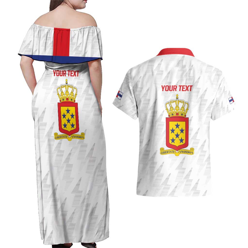 Personalized Nederlandse Antillen 1959-1986 Couples Matching Off Shoulder Maxi Dress and Hawaiian Shirt Simple Flag Style - Wonder Print Shop