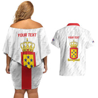 Personalized Nederlandse Antillen 1959-1986 Couples Matching Off Shoulder Short Dress and Hawaiian Shirt Simple Flag Style - Wonder Print Shop