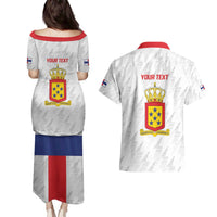 Personalized Nederlandse Antillen 1959-1986 Couples Matching Puletasi and Hawaiian Shirt Simple Flag Style - Wonder Print Shop