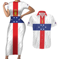 Personalized Nederlandse Antillen 1959-1986 Couples Matching Short Sleeve Bodycon Dress and Hawaiian Shirt Simple Flag Style - Wonder Print Shop