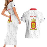 Personalized Nederlandse Antillen 1959-1986 Couples Matching Short Sleeve Bodycon Dress and Hawaiian Shirt Simple Flag Style - Wonder Print Shop