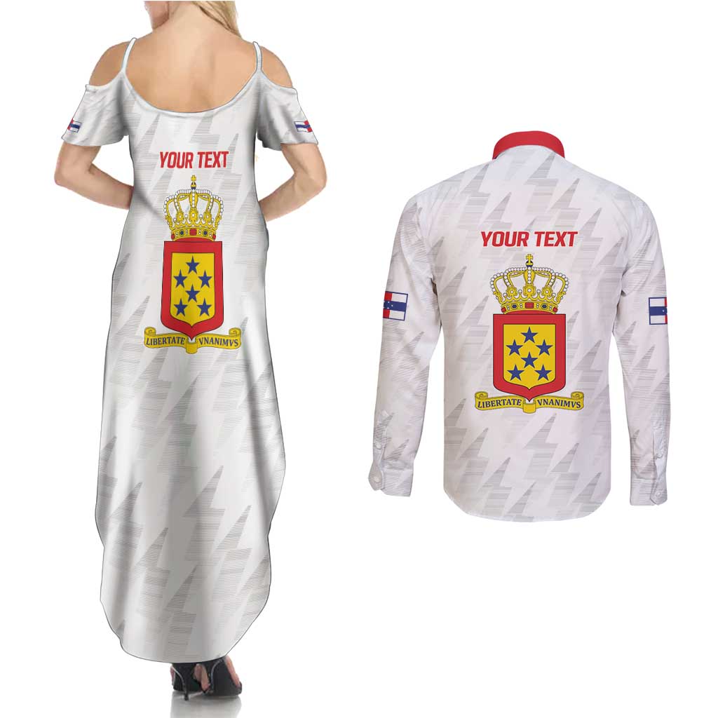 Personalized Nederlandse Antillen 1959-1986 Couples Matching Summer Maxi Dress and Long Sleeve Button Shirt Simple Flag Style - Wonder Print Shop
