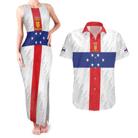 Personalized Nederlandse Antillen 1959-1986 Couples Matching Tank Maxi Dress and Hawaiian Shirt Simple Flag Style - Wonder Print Shop
