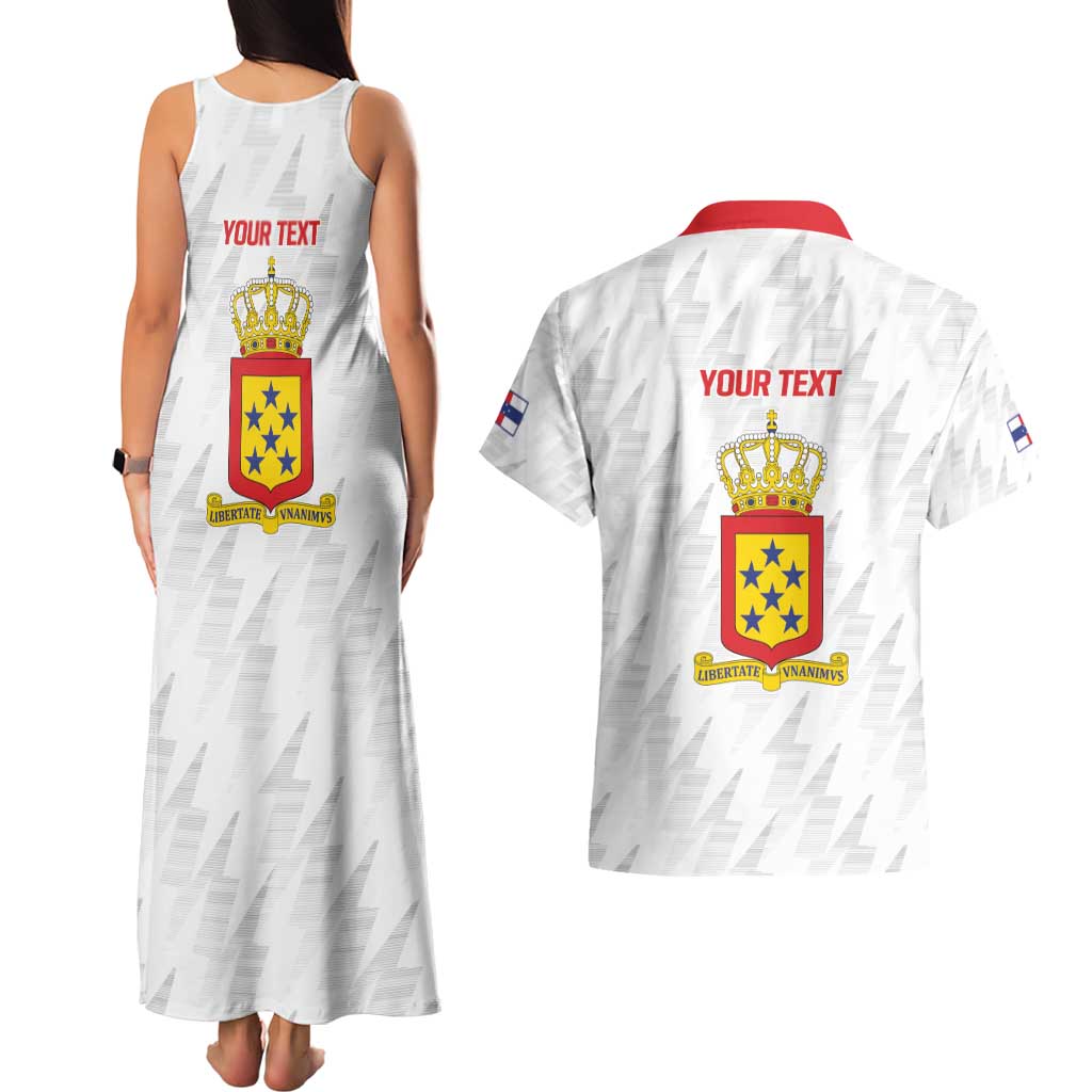 Personalized Nederlandse Antillen 1959-1986 Couples Matching Tank Maxi Dress and Hawaiian Shirt Simple Flag Style - Wonder Print Shop
