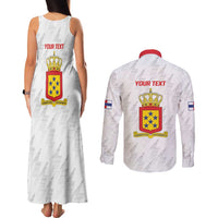 Personalized Nederlandse Antillen 1959-1986 Couples Matching Tank Maxi Dress and Long Sleeve Button Shirt Simple Flag Style - Wonder Print Shop