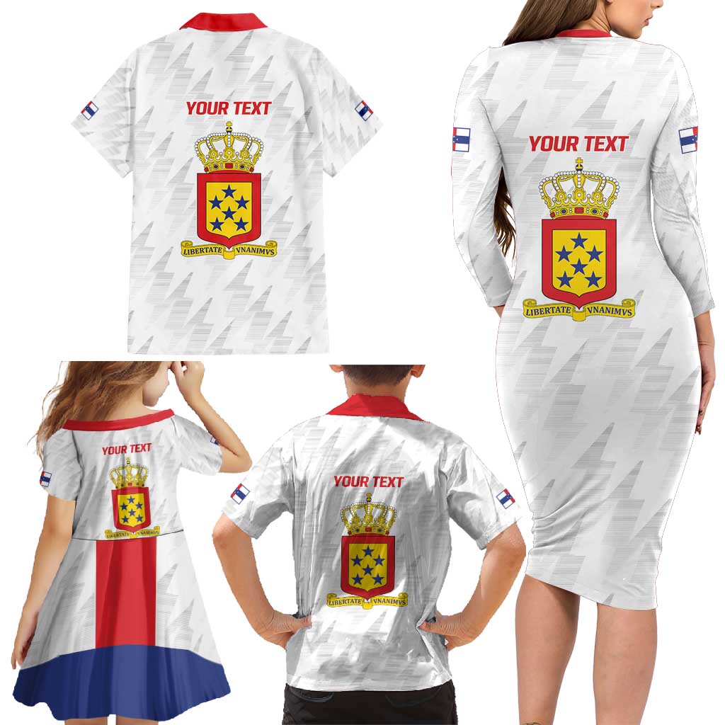 Personalized Nederlandse Antillen 1959-1986 Family Matching Long Sleeve Bodycon Dress and Hawaiian Shirt Simple Flag Style - Wonder Print Shop