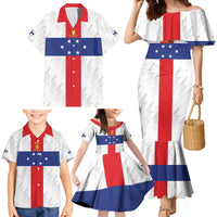 Personalized Nederlandse Antillen 1959-1986 Family Matching Mermaid Dress and Hawaiian Shirt Simple Flag Style - Wonder Print Shop