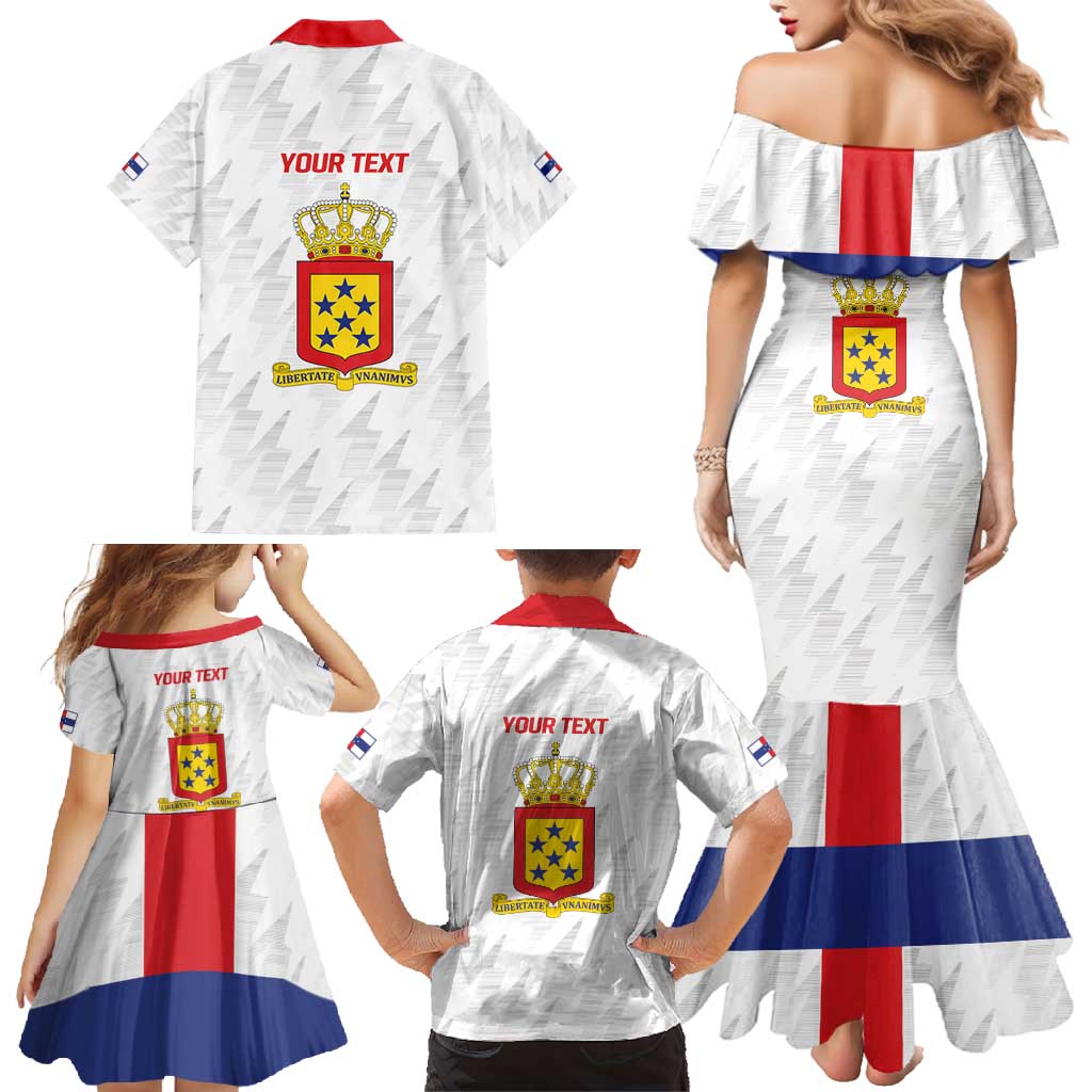 Personalized Nederlandse Antillen 1959-1986 Family Matching Mermaid Dress and Hawaiian Shirt Simple Flag Style - Wonder Print Shop