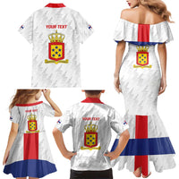 Personalized Nederlandse Antillen 1959-1986 Family Matching Mermaid Dress and Hawaiian Shirt Simple Flag Style - Wonder Print Shop
