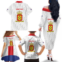 Personalized Nederlandse Antillen 1959-1986 Family Matching Off The Shoulder Long Sleeve Dress and Hawaiian Shirt Simple Flag Style - Wonder Print Shop