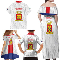 Personalized Nederlandse Antillen 1959-1986 Family Matching Off Shoulder Maxi Dress and Hawaiian Shirt Simple Flag Style - Wonder Print Shop