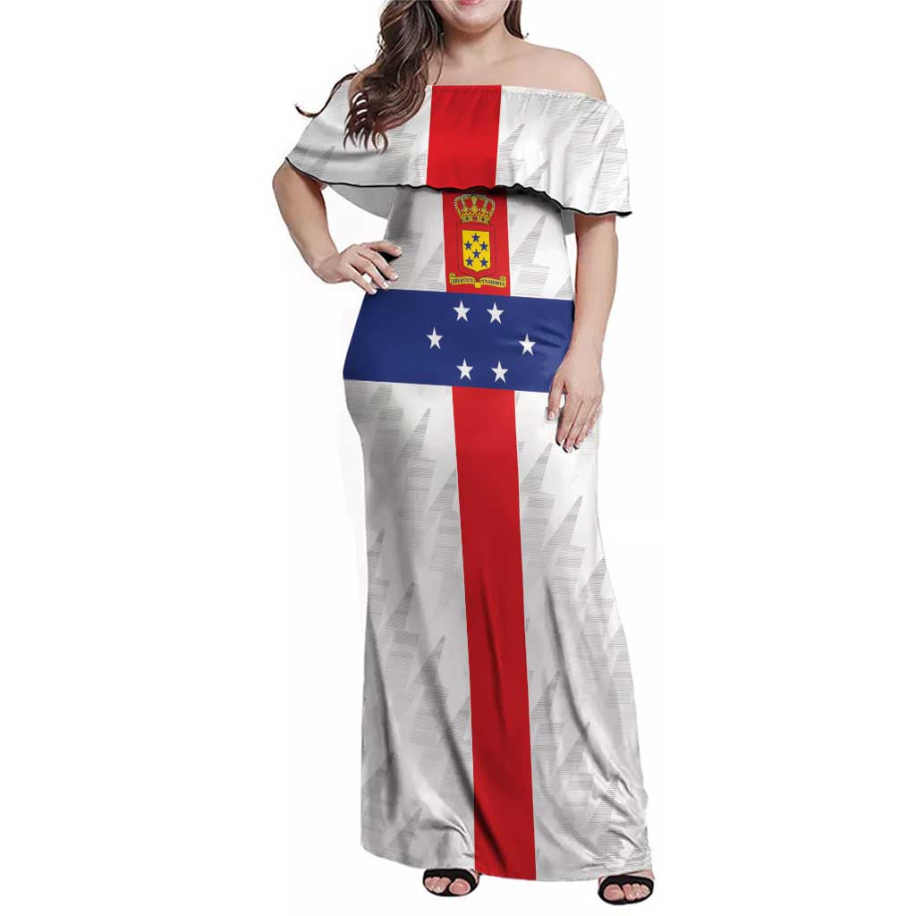 Personalized Nederlandse Antillen 1959-1986 Family Matching Off Shoulder Maxi Dress and Hawaiian Shirt Simple Flag Style - Wonder Print Shop