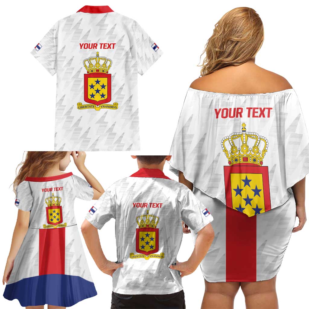 Personalized Nederlandse Antillen 1959-1986 Family Matching Off Shoulder Short Dress and Hawaiian Shirt Simple Flag Style - Wonder Print Shop