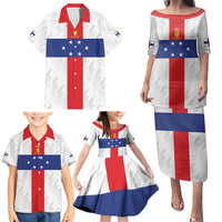 Personalized Nederlandse Antillen 1959-1986 Family Matching Puletasi and Hawaiian Shirt Simple Flag Style - Wonder Print Shop