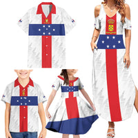 Personalized Nederlandse Antillen 1959-1986 Family Matching Summer Maxi Dress and Hawaiian Shirt Simple Flag Style - Wonder Print Shop