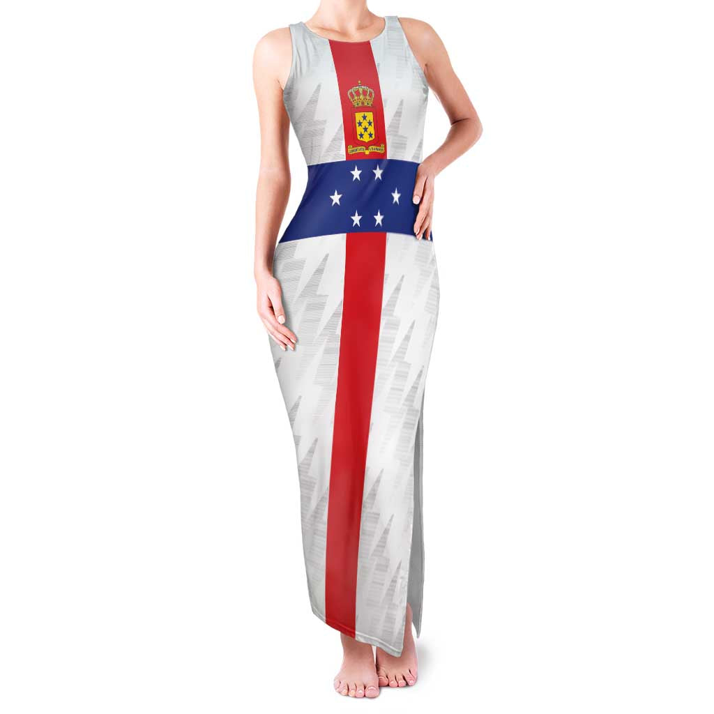 Personalized Nederlandse Antillen 1959-1986 Family Matching Tank Maxi Dress and Hawaiian Shirt Simple Flag Style - Wonder Print Shop