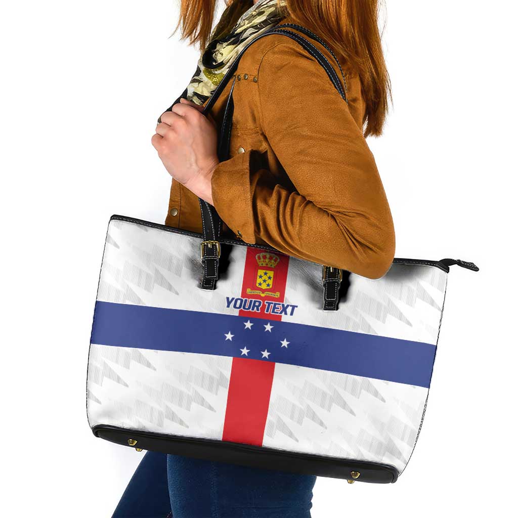 Personalized Nederlandse Antillen 1959-1986 Leather Tote Bag Simple Flag Style - Wonder Print Shop