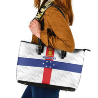 Personalized Nederlandse Antillen 1959-1986 Leather Tote Bag Simple Flag Style - Wonder Print Shop