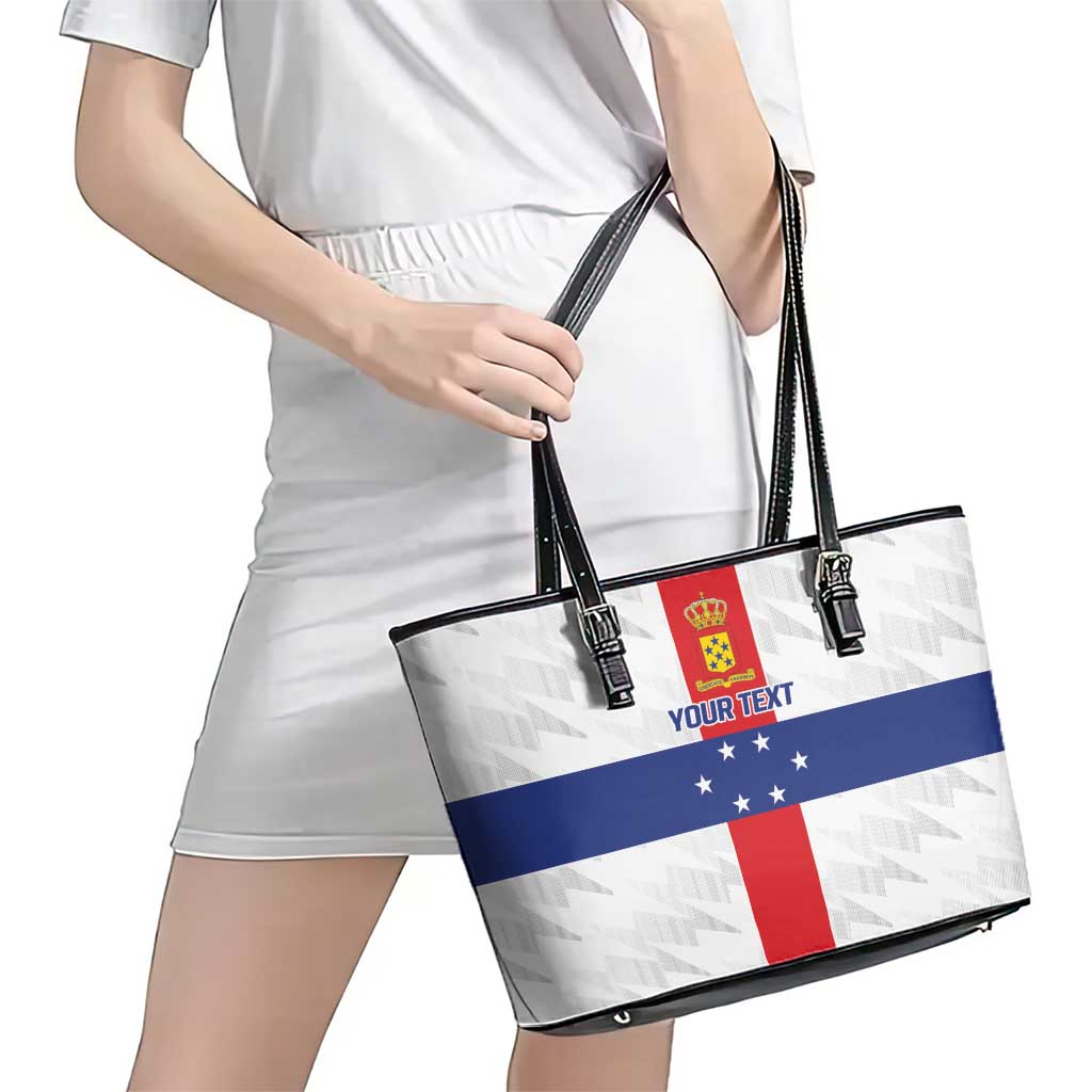 Personalized Nederlandse Antillen 1959-1986 Leather Tote Bag Simple Flag Style - Wonder Print Shop