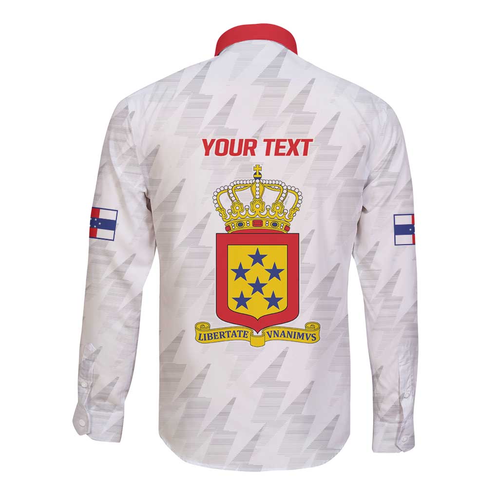 Personalized Nederlandse Antillen 1959-1986 Long Sleeve Button Shirt Simple Flag Style - Wonder Print Shop