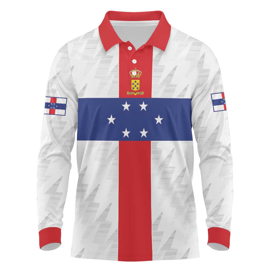 Personalized Nederlandse Antillen 1959-1986 Long Sleeve Polo Shirt Simple Flag Style - Wonder Print Shop
