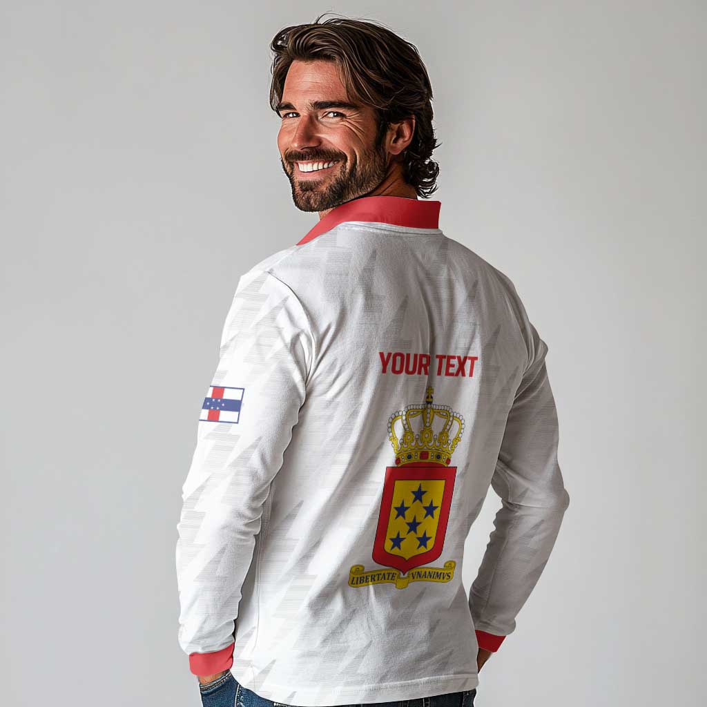 Personalized Nederlandse Antillen 1959-1986 Long Sleeve Polo Shirt Simple Flag Style - Wonder Print Shop