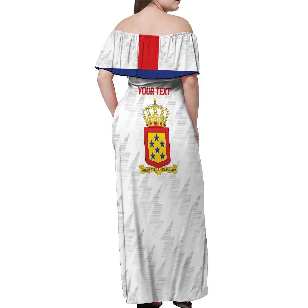 Personalized Nederlandse Antillen 1959-1986 Off Shoulder Maxi Dress Simple Flag Style - Wonder Print Shop