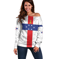 Personalized Nederlandse Antillen 1959-1986 Off Shoulder Sweater Simple Flag Style - Wonder Print Shop