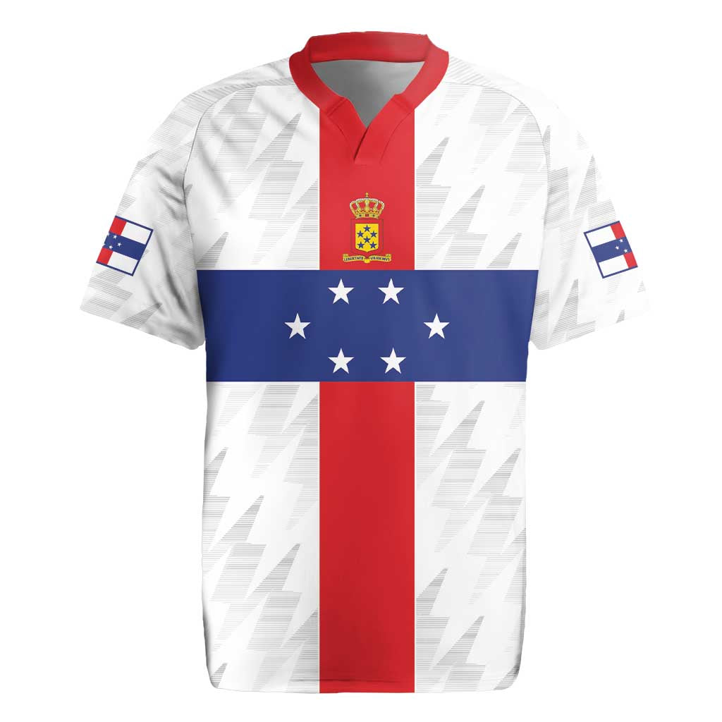 Personalized Nederlandse Antillen 1959-1986 Rugby Jersey Simple Flag Style - Wonder Print Shop