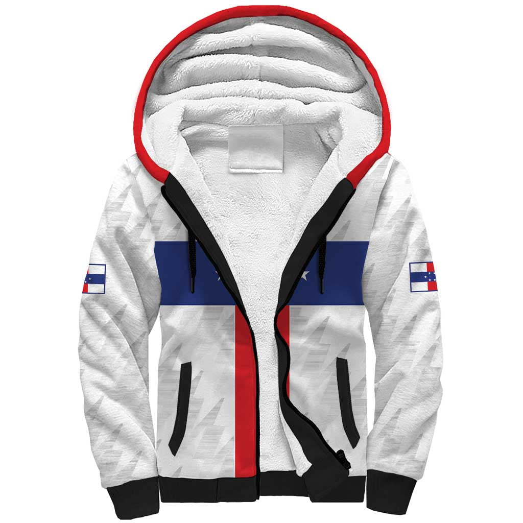 Personalized Nederlandse Antillen 1959-1986 Sherpa Hoodie Simple Flag Style - Wonder Print Shop