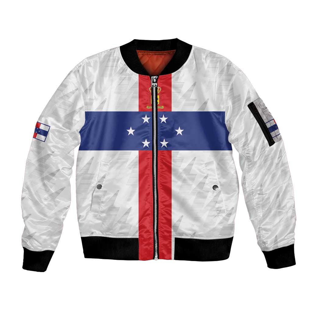 Personalized Nederlandse Antillen 1959-1986 Sleeve Zip Bomber Jacket Simple Flag Style - Wonder Print Shop