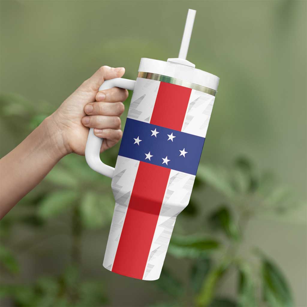 Personalized Nederlandse Antillen 1959-1986 Tumbler With Handle Simple Flag Style - Wonder Print Shop