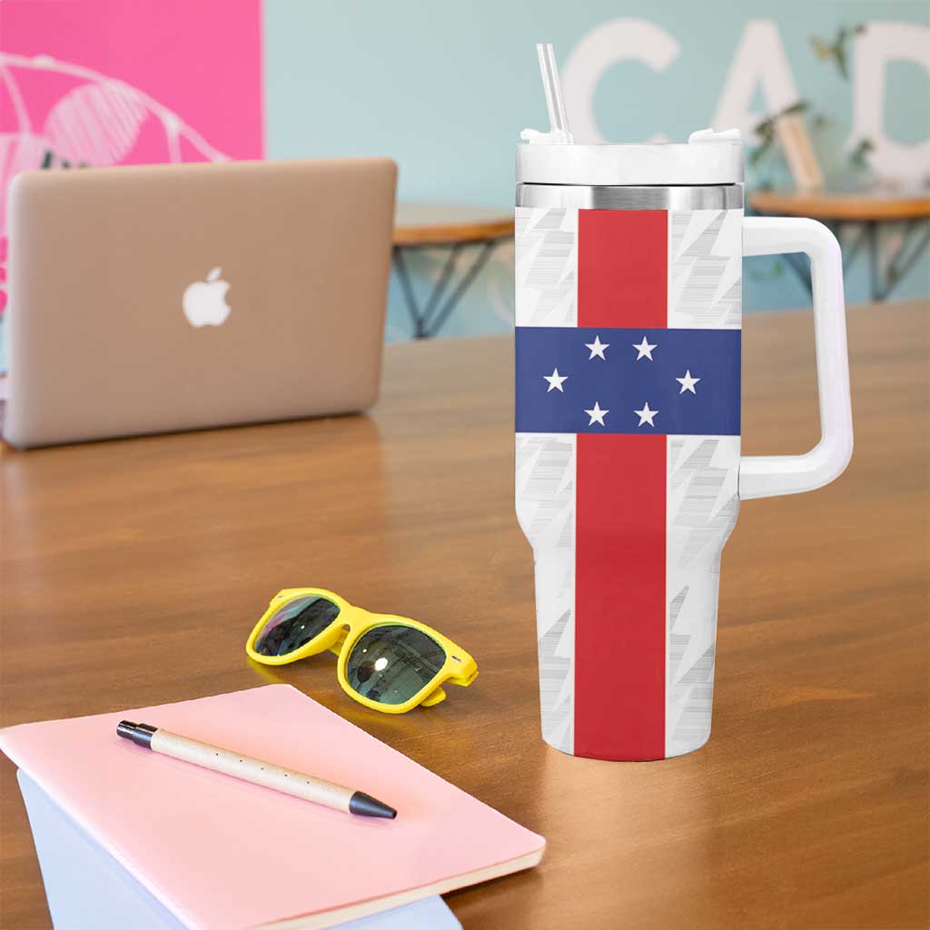 Personalized Nederlandse Antillen 1959-1986 Tumbler With Handle Simple Flag Style - Wonder Print Shop
