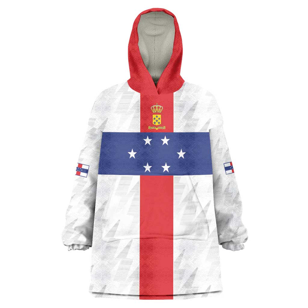 Personalized Nederlandse Antillen 1959-1986 Wearable Blanket Hoodie Simple Flag Style - Wonder Print Shop